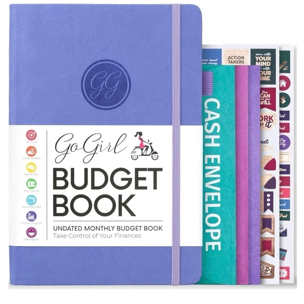 Lavender GoGirl Budget Book. Size A5. Expense Tracker, Envelopes, Stickers. New.